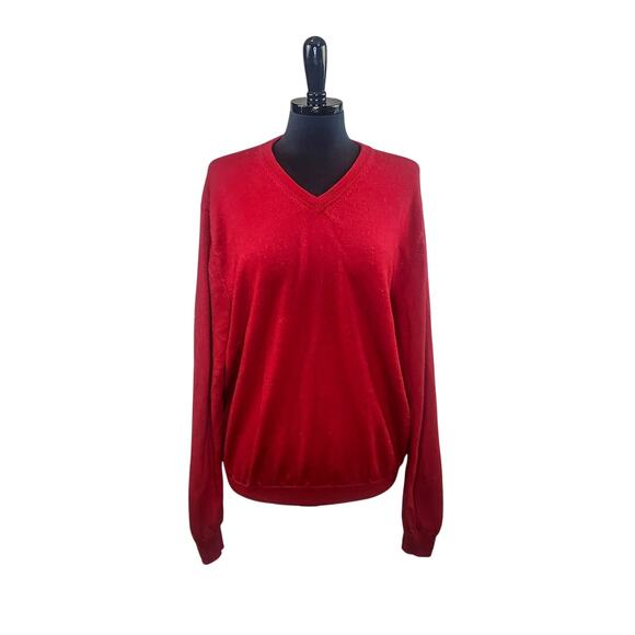 Jos. A. Bank Traveler Merino Wool Sweater V Neck Pullover Red XXL - Picture 1 of 3